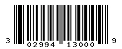 UPC barcode 302994130009