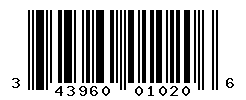UPC barcode number 3439600010206