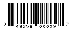 UPC barcode number 349358000097