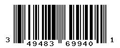 UPC 349483699401 barcode image