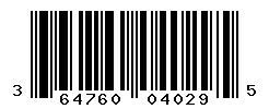 UPC barcode number 364760040295