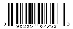 UPC barcode number 390205077533