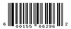 UPC barcode number 600155062962