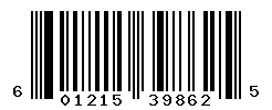 UPC barcode number 601215398625