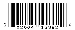 UPC barcode number 602004138620