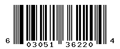 UPC barcode number 603051362204