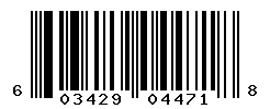 UPC barcode number 603429044718