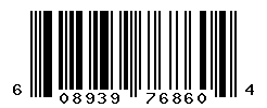 UPC barcode number 608939768604