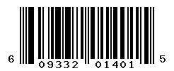 UPC barcode number 609332014015