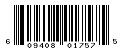 UPC barcode number 609408017575