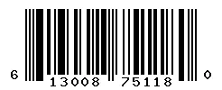 UPC barcode 613008751180