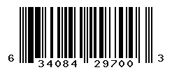 UPC barcode number 634084297003