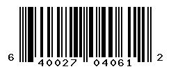UPC barcode number 640027040612