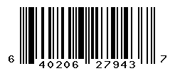 UPC barcode number 640206279437