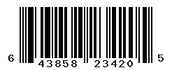 UPC barcode number 643858234205