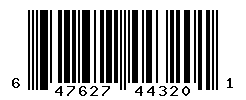 UPC barcode number 647627443201