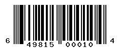 UPC barcode number 649815000104