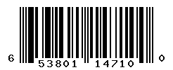 UPC barcode number 653801147100