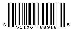 UPC barcode number 655100869165
