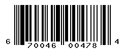 UPC barcode number 670046004784