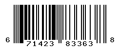 UPC barcode number 671423833638