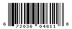 UPC barcode number 672036046118