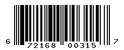 UPC barcode number 672168003157