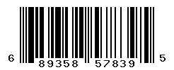 UPC barcode number 689358578395