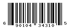 UPC barcode number 690104343105