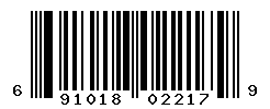UPC barcode number 691018022179