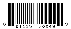 UPC barcode number 691115700499