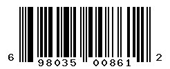 UPC barcode number 698035008612
