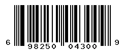 UPC barcode 698250043009