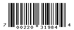 UPC barcode number 700220319844