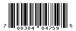 UPC barcode number 700304047595