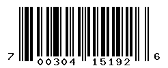 UPC barcode number 700304151926