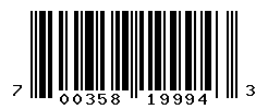 UPC barcode number 700358199943