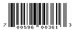 UPC barcode number 700596003613