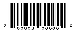 UPC barcode number 700603000000