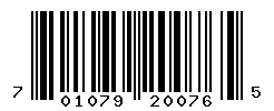 UPC barcode number 701079200765
