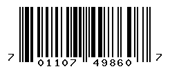 UPC barcode number 701107498607