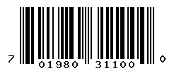 UPC barcode number 701980311000