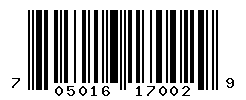 UPC barcode number 705016170029
