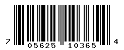 UPC barcode number 705625103654