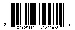 UPC 705988322600 barcode image