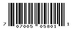 UPC barcode 707005058011