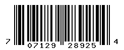 UPC barcode number 707129289254