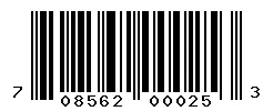 UPC 708562000253 barcode image