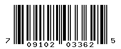 UPC barcode number 709102033625