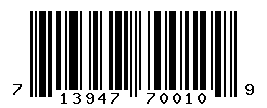 UPC barcode number 713947700109